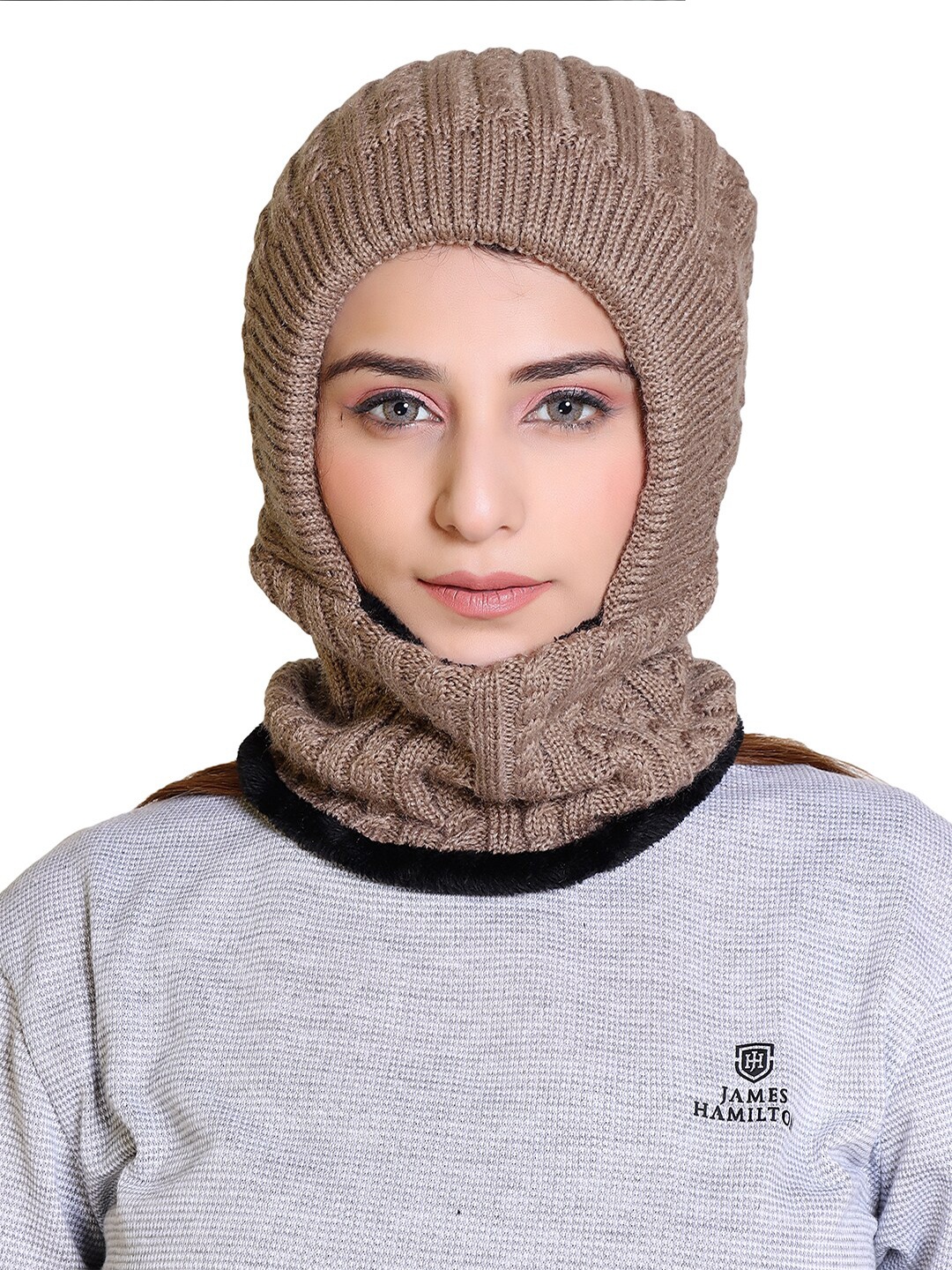 

Gajraj Unisex Self Design Balaclava, Beige