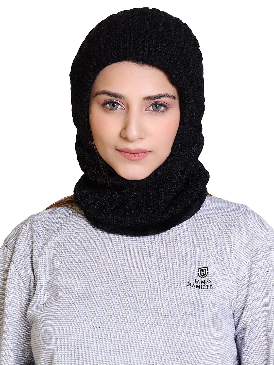 

Gajraj Self Design Snuggy Fit Balaclava Cap, Black