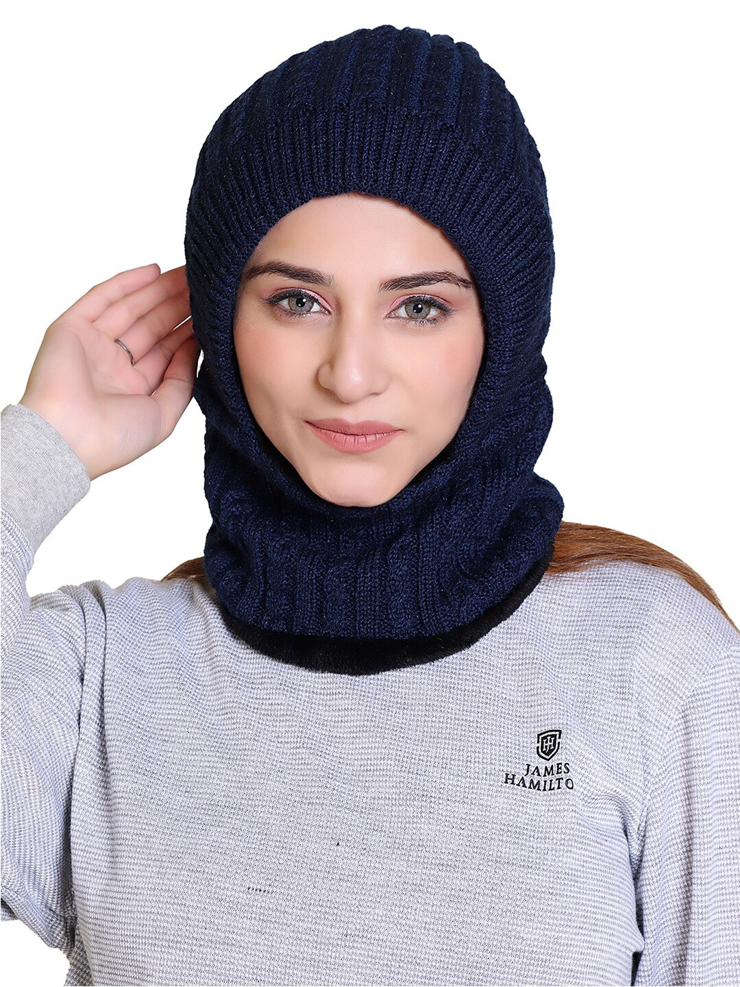 

Gajraj Unisex Self Design Balaclava, Navy blue