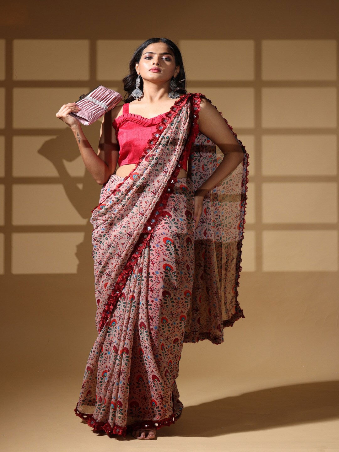 

Atulyam Tex World Floral Printed Saree, Beige