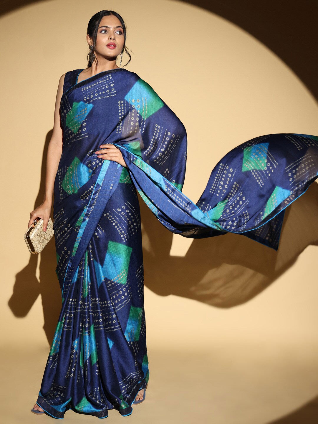 

Atulyam Tex World Bandhani Printed Saree, Blue