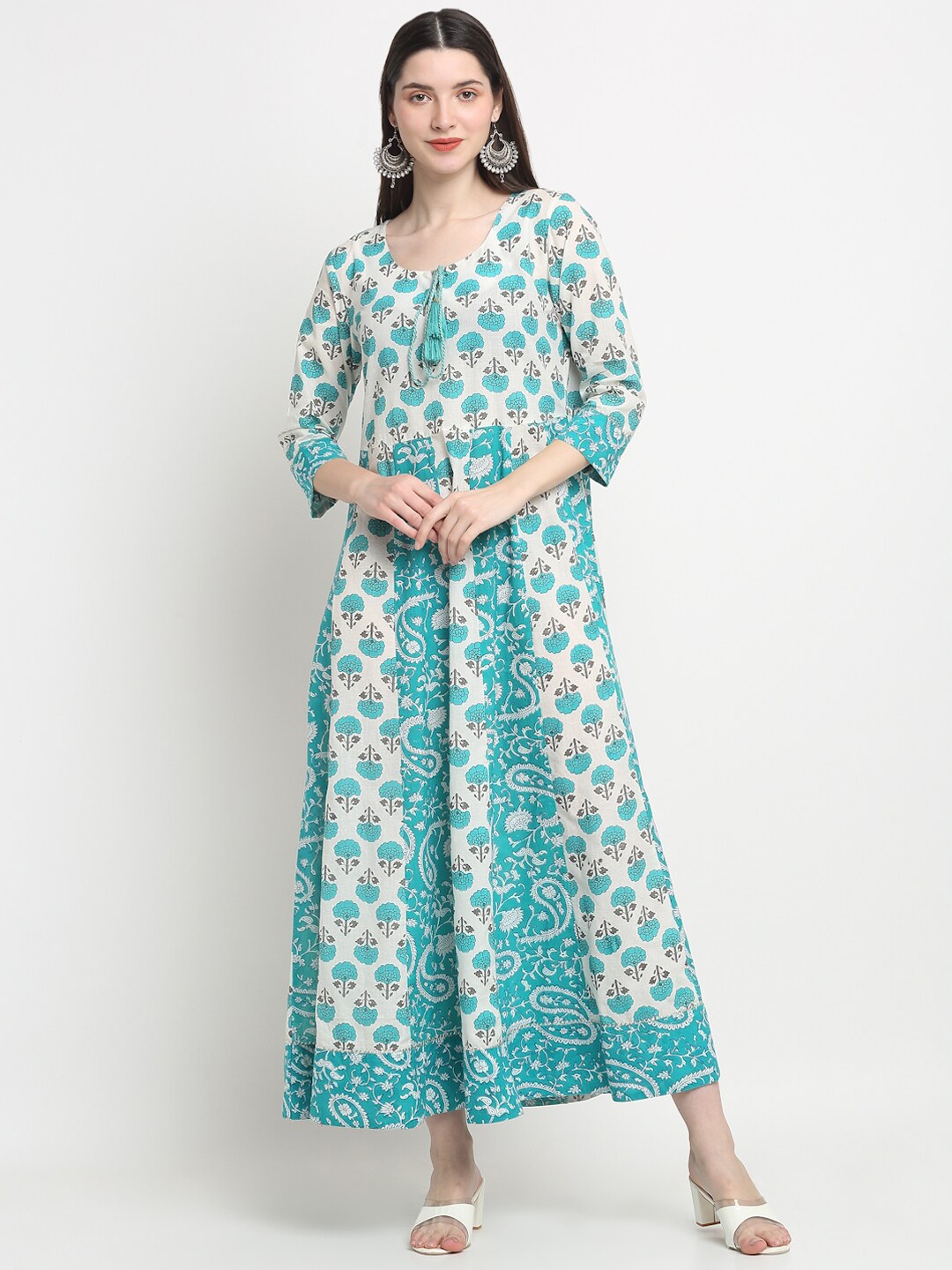 

KALINI Ethnic Motifs Printed Kurta With Dupatta, Sea green