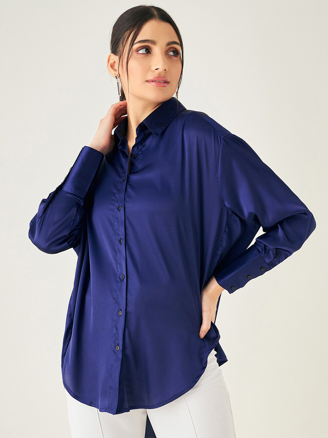 

JUNE & HARRY Spread Collar Relaxed Opaque Party Shirt, Navy blue