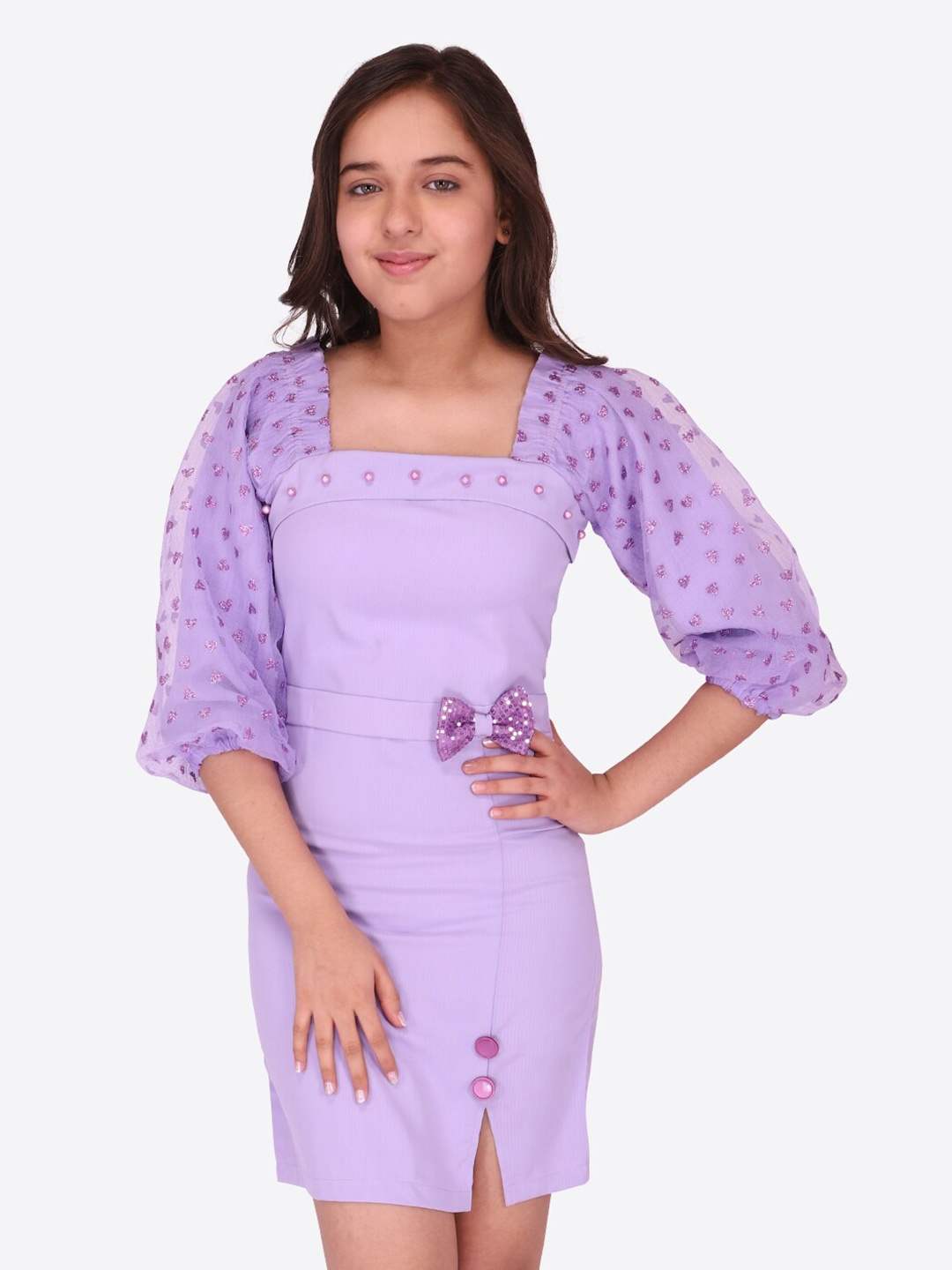 

CUTECUMBER Girls Sequinned Embellished Sheath Dress, Purple