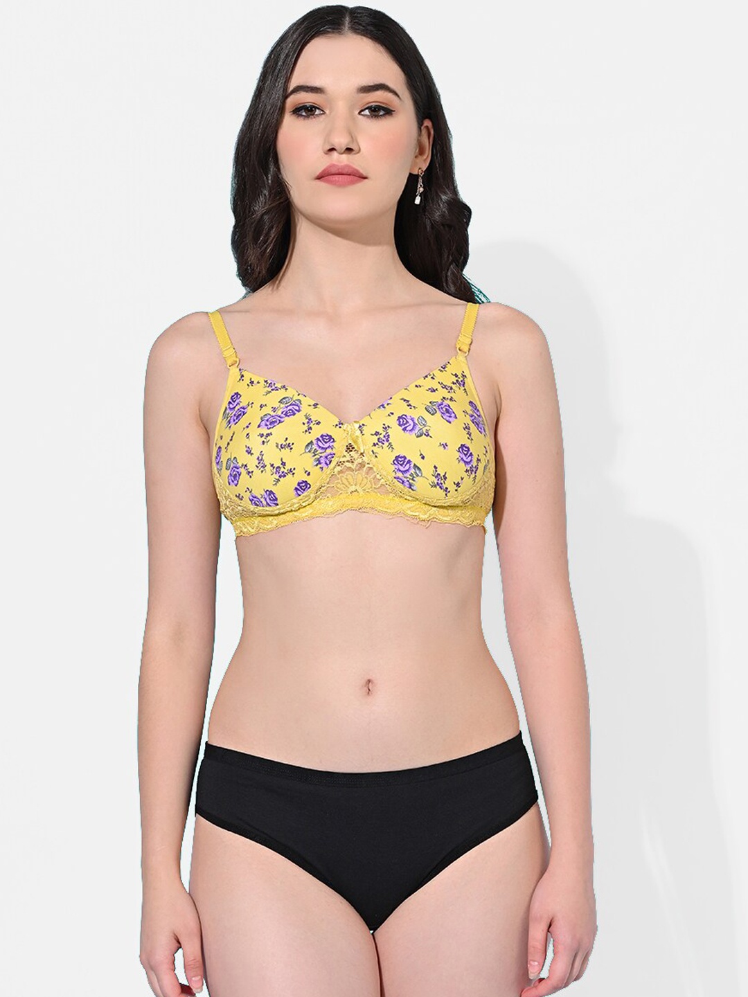 

FIMS Floral Printed Cotton Lingerie Set Printed_Pad_Set_Yellow_B