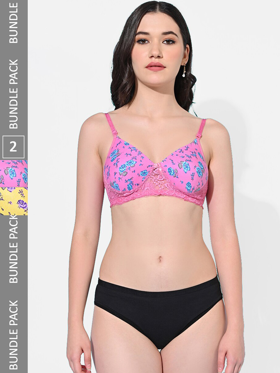 

FIMS Pack Of 2 Printed Cotton Lingerie Set Printed_Pad_Set_PinkYellow_B, Pink