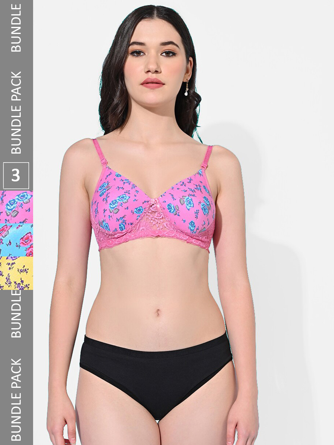 

FIMS Pack Of 3 Printed Cotton Lingerie Set Printed_Pad_Set_Packof3_B, Pink