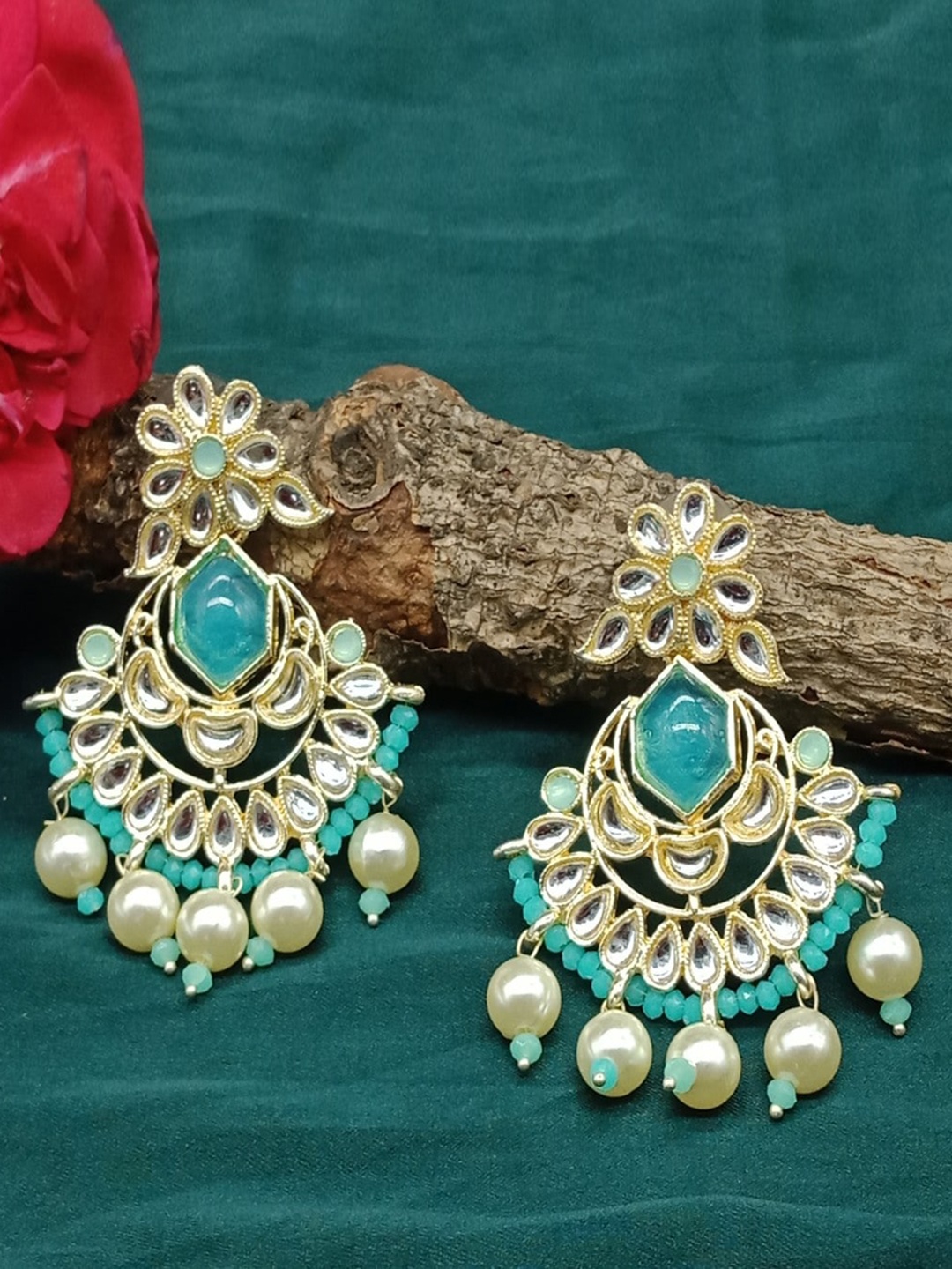 

AASHISH IMITATION Gold-Plated Kundan Contemporary Drop Earrings