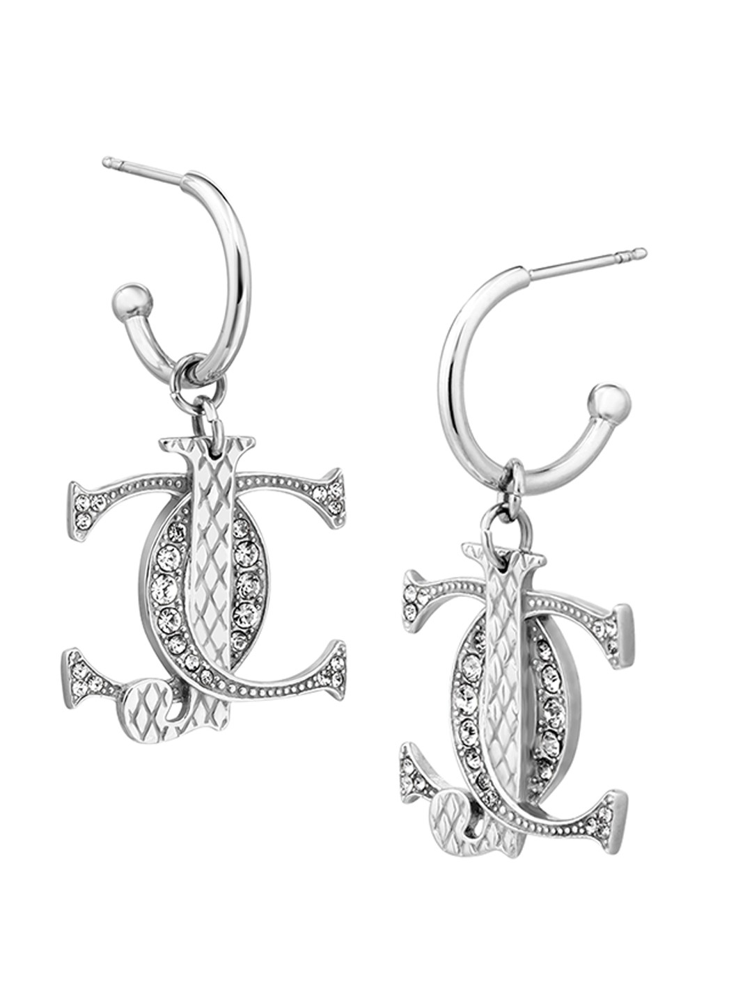 

Just Cavalli Stone - Studded Contemporary Drop Earrings, Silver