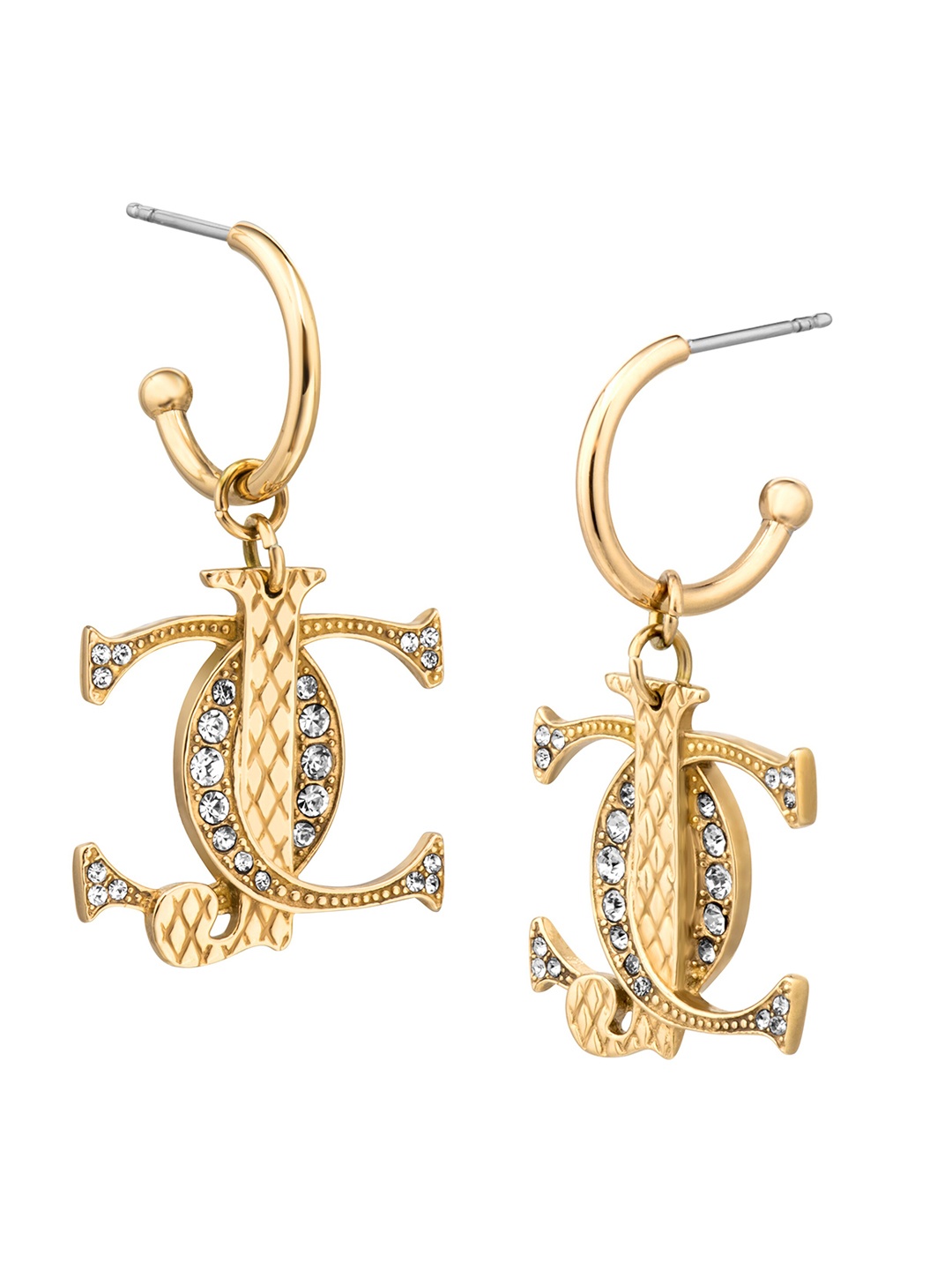 

Just Cavalli Stone - Studded Contemporary Drop Earrings, Gold