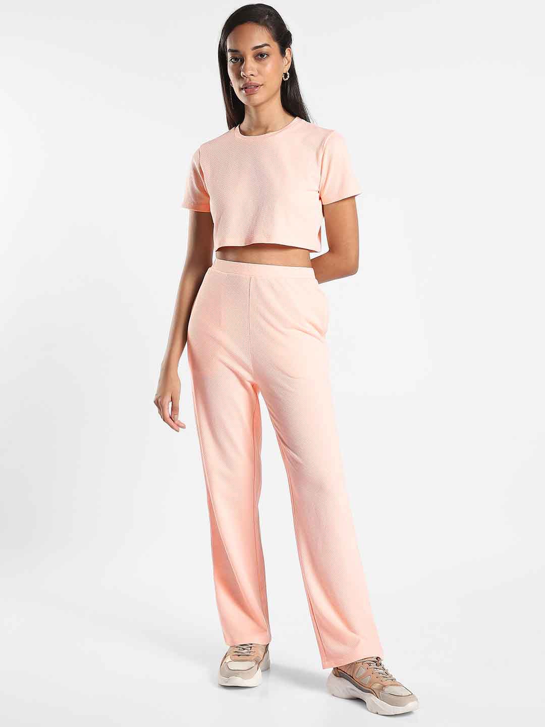 

NOBERO Textured Top & Trousers, Pink