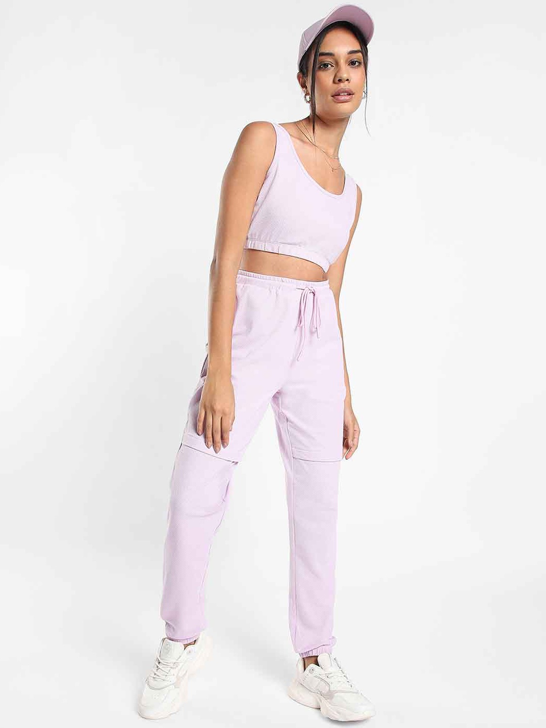 

NOBERO Scoop-Neck Top With Cuffed Joggers, Lavender