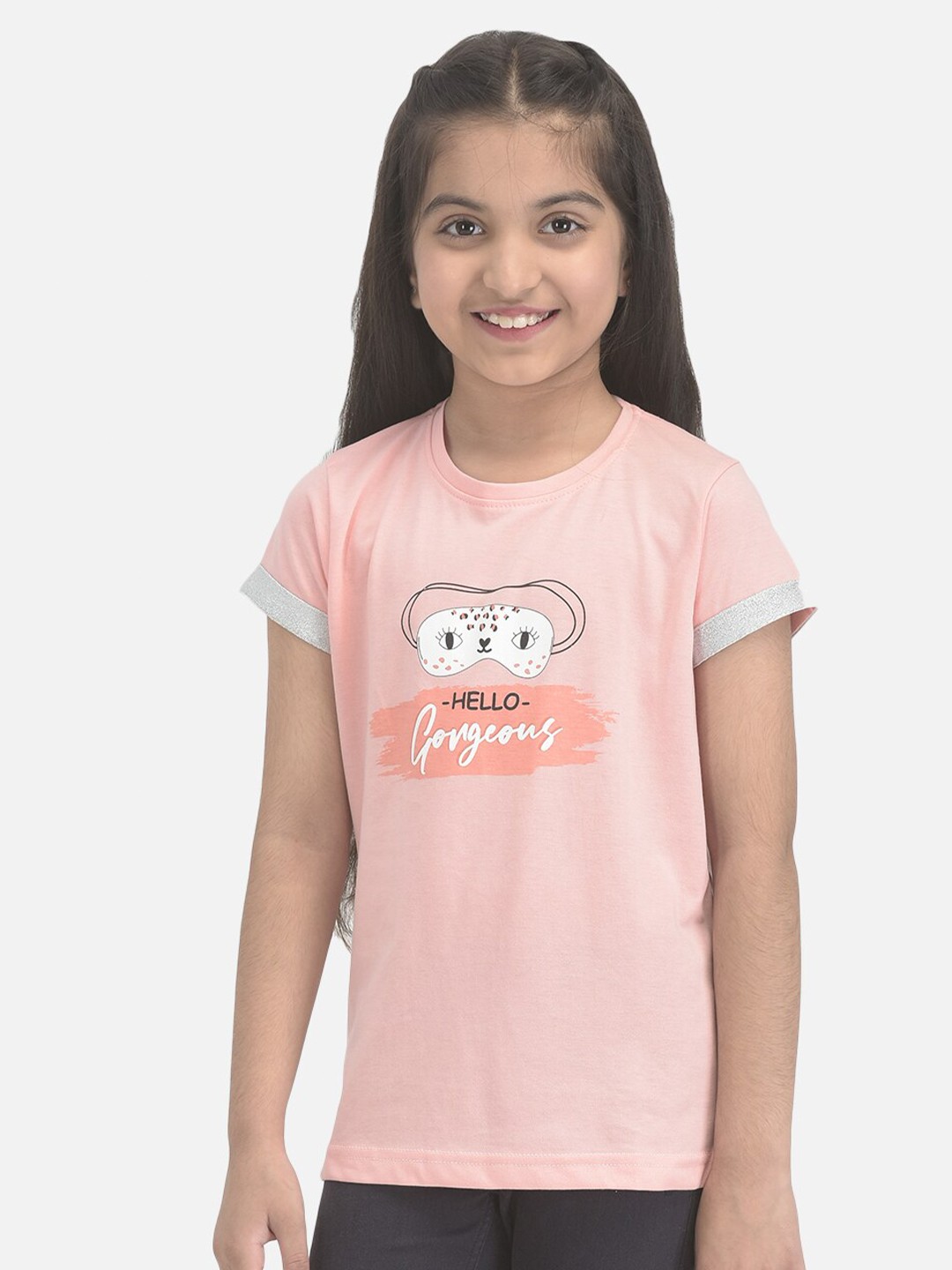 

Crimsoune Club Girls Typography Printed T-shirt, Pink