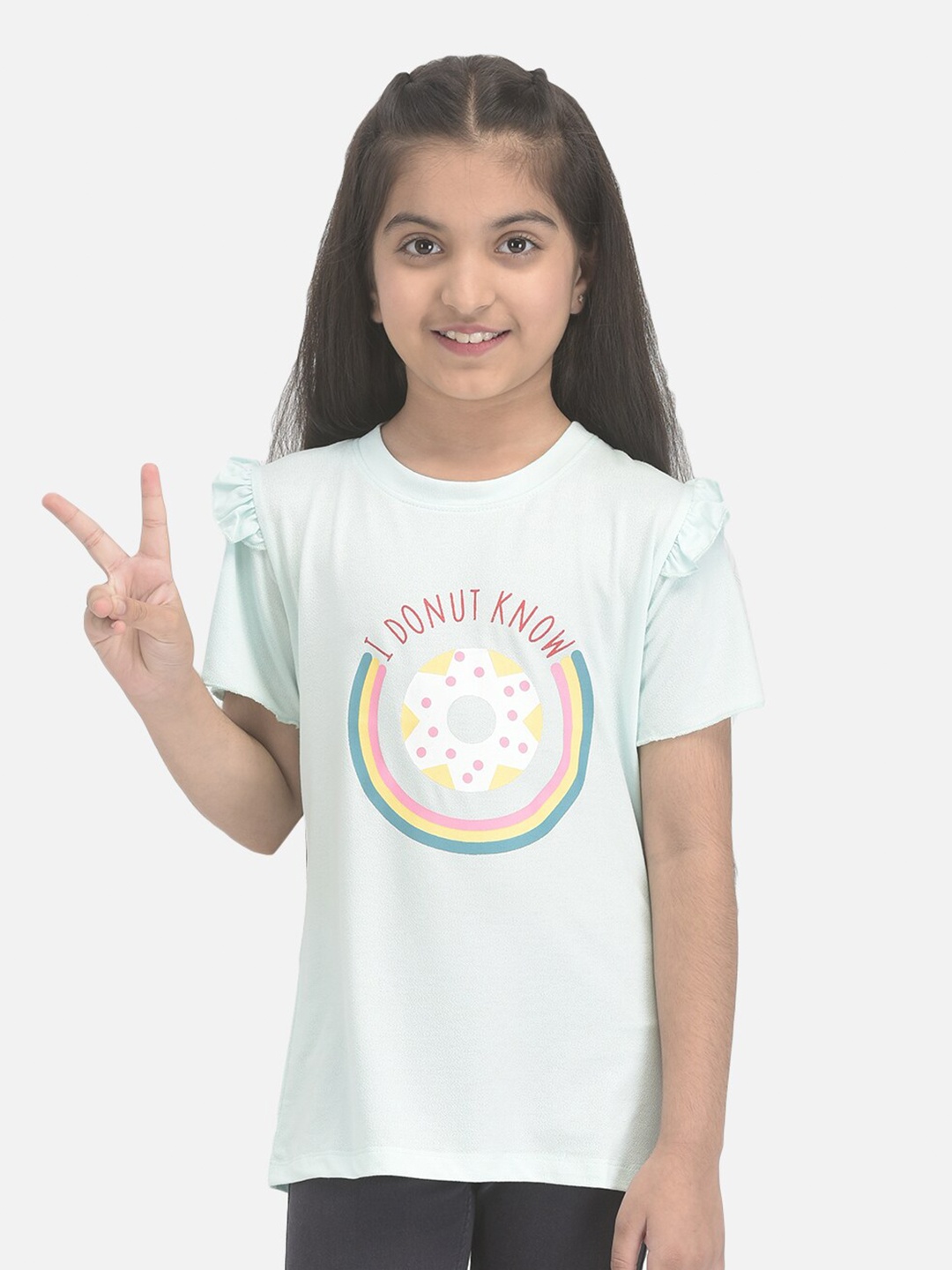 

Crimsoune Club Girls Typography Printed T-shirt, Green