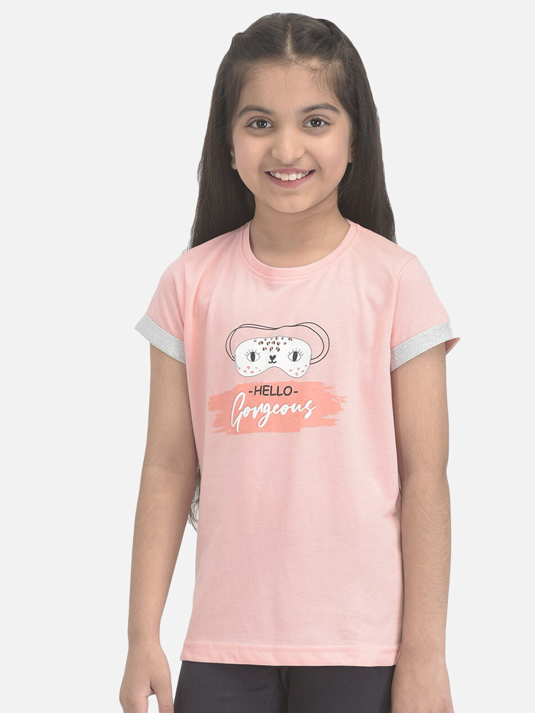 

Crimsoune Club Girls Typography Printed T-shirt, Pink