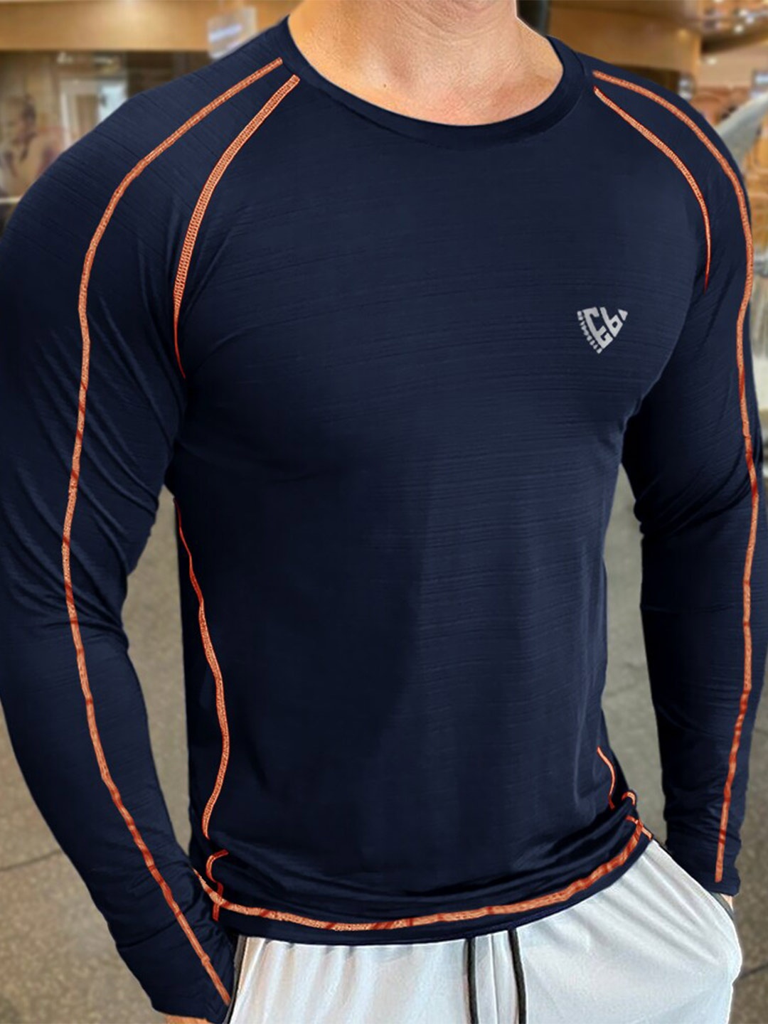 

Eyebogler Men Raglan Sleeves Regular Fit Cotton T-shirt, Navy blue