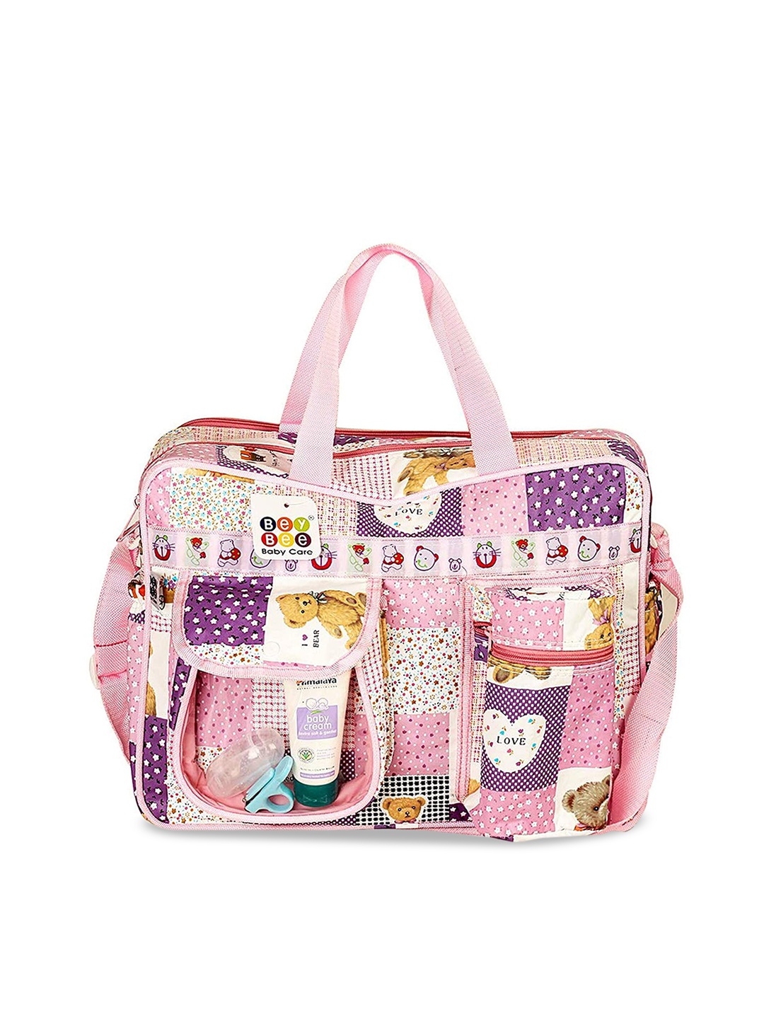 

BeyBee Printed Lightweight Diaper Bag With 5 Pockets, Purple