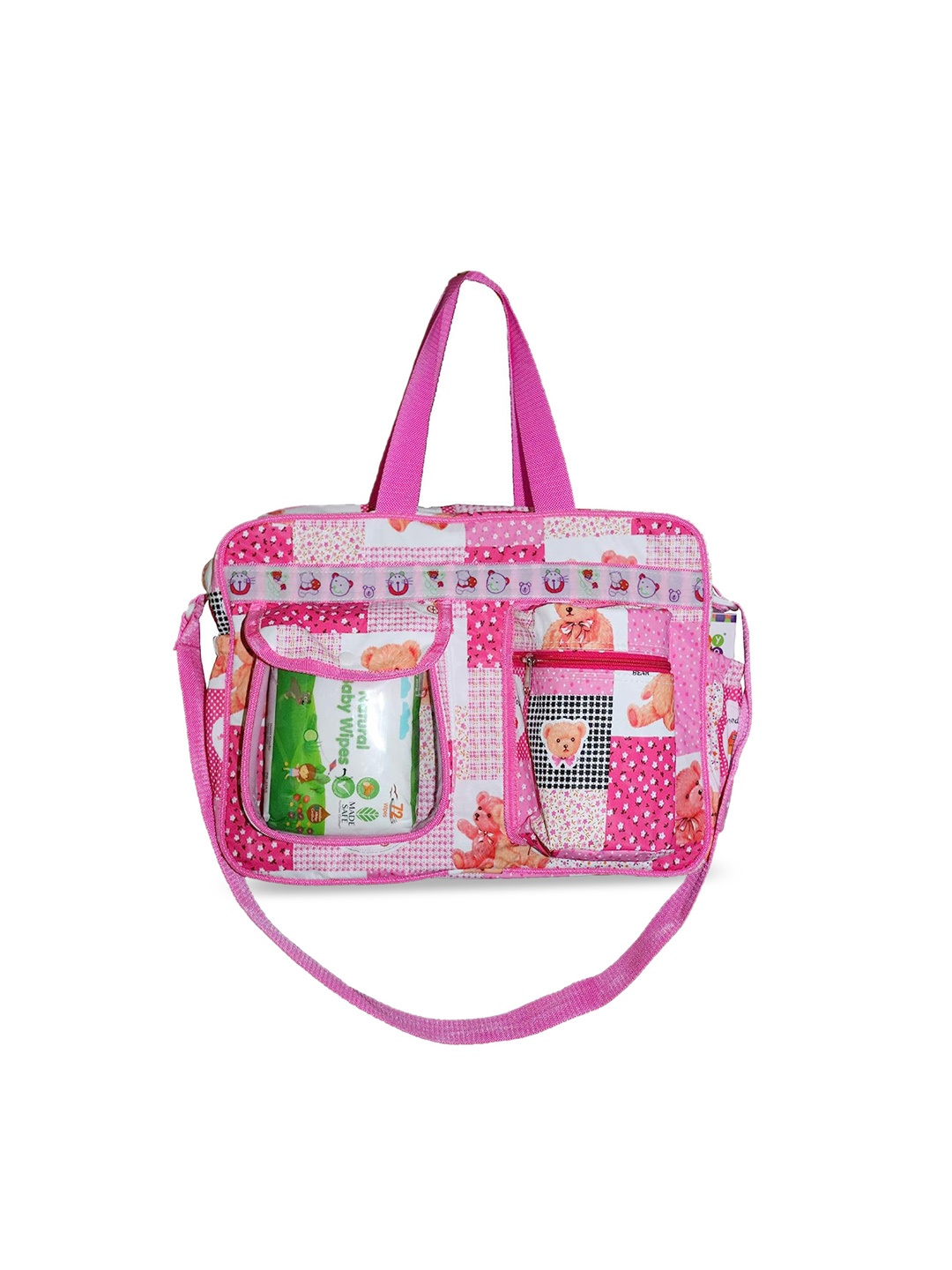 

BeyBee Printed Lightweight Diaper Bag With 5 Pockets, Pink