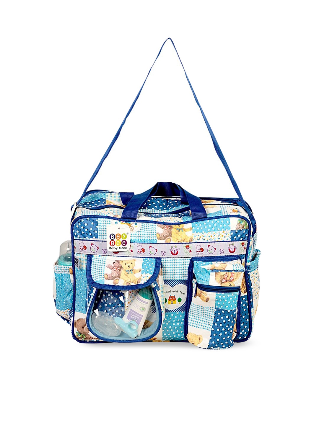 

BeyBee Printed Lightweight Diaper Bag With 5 Pockets, Blue