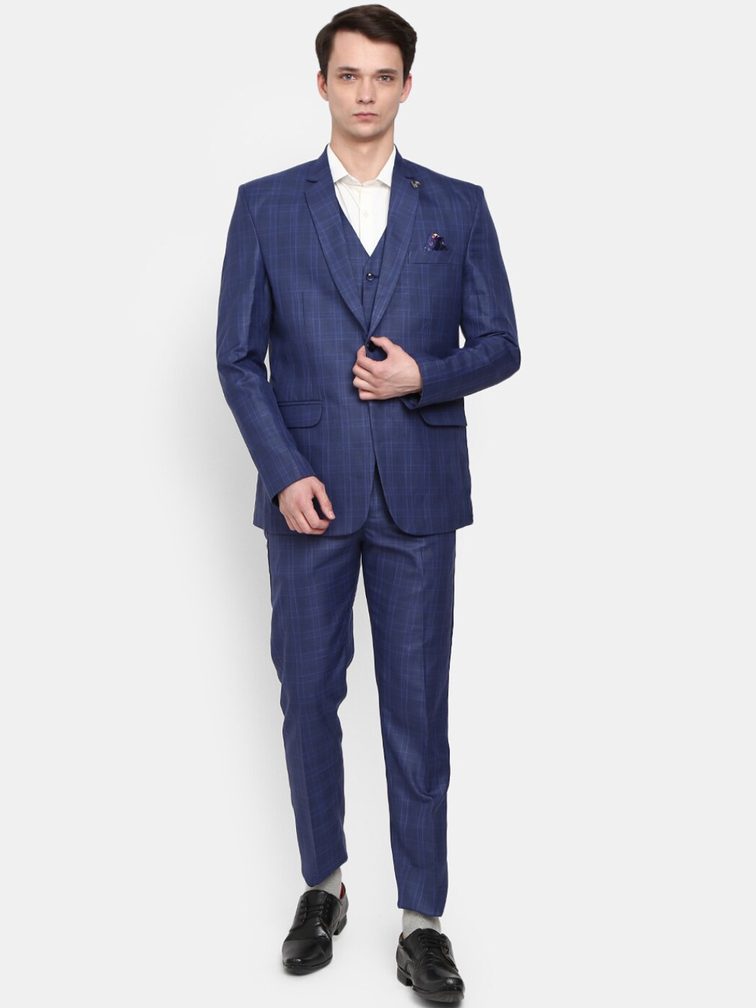 

V-Mart Men Checked Terry 3-Piece Suit, Navy blue
