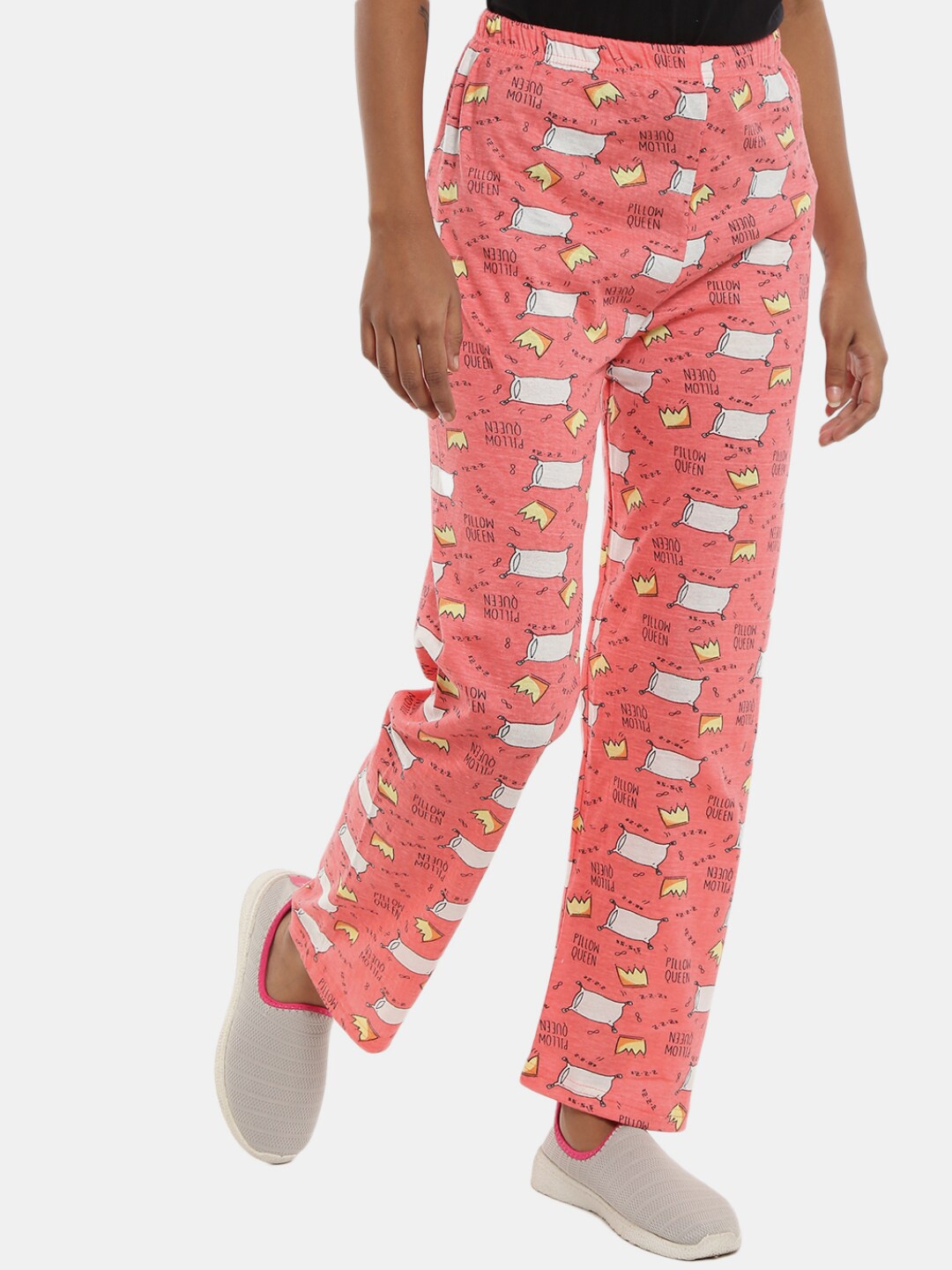 

V-Mart Women Printed Mid-Rise Straight Fit Cotton Lounge Pants, Coral