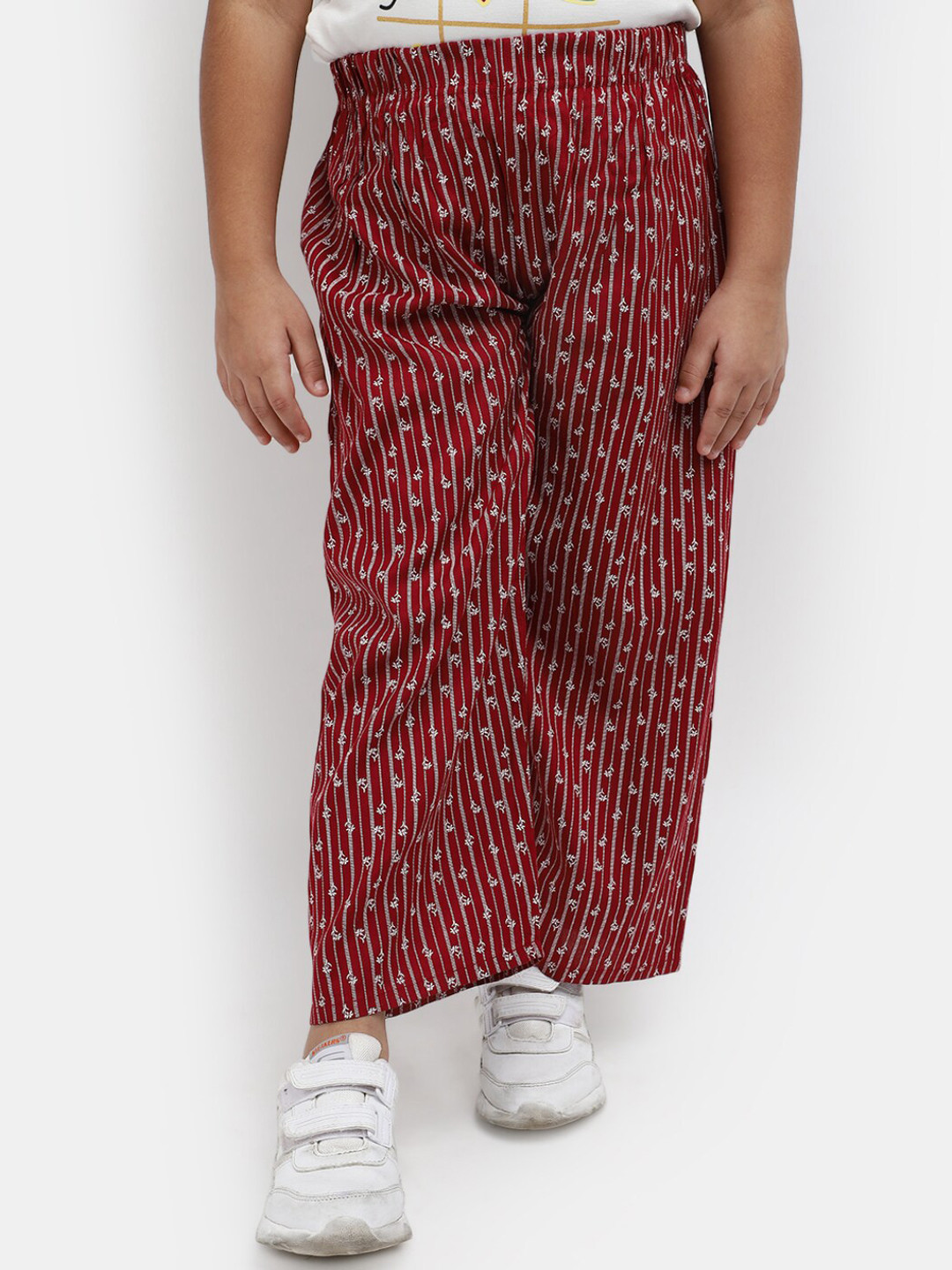 

V-Mart Girls Floral Printed Wide Leg Palazzos, Maroon