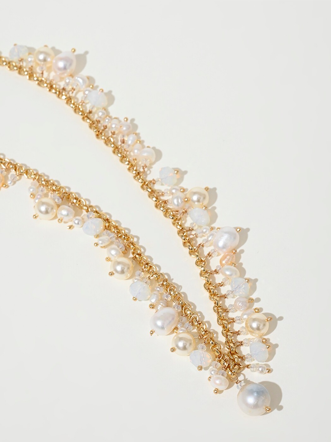 

XPNSV Brass Pearl Beaded Chain, Gold