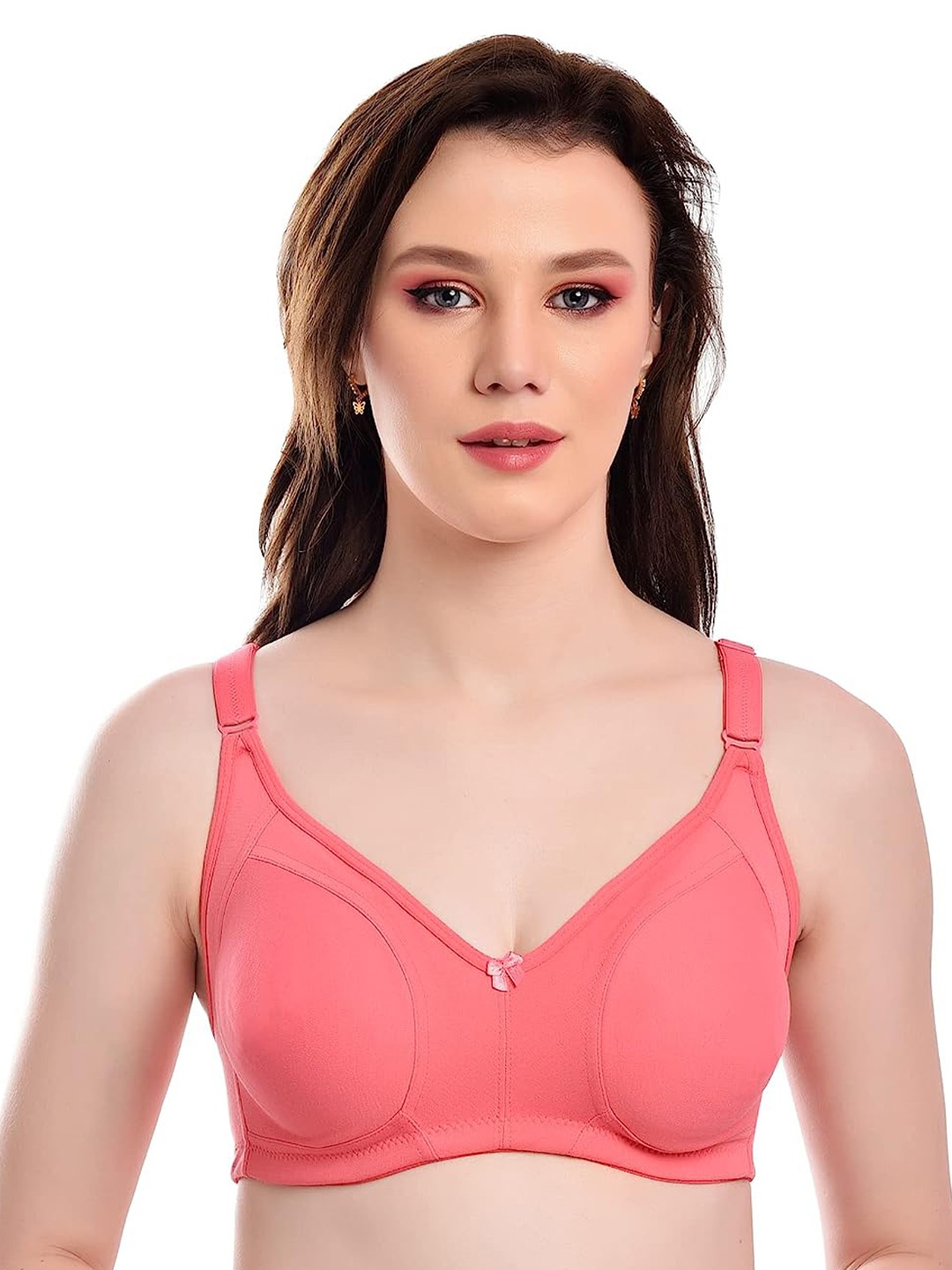 

Piylu Cut & Sew Non Padded Full Coverage Cotton Bra-All Day Comfort, Peach