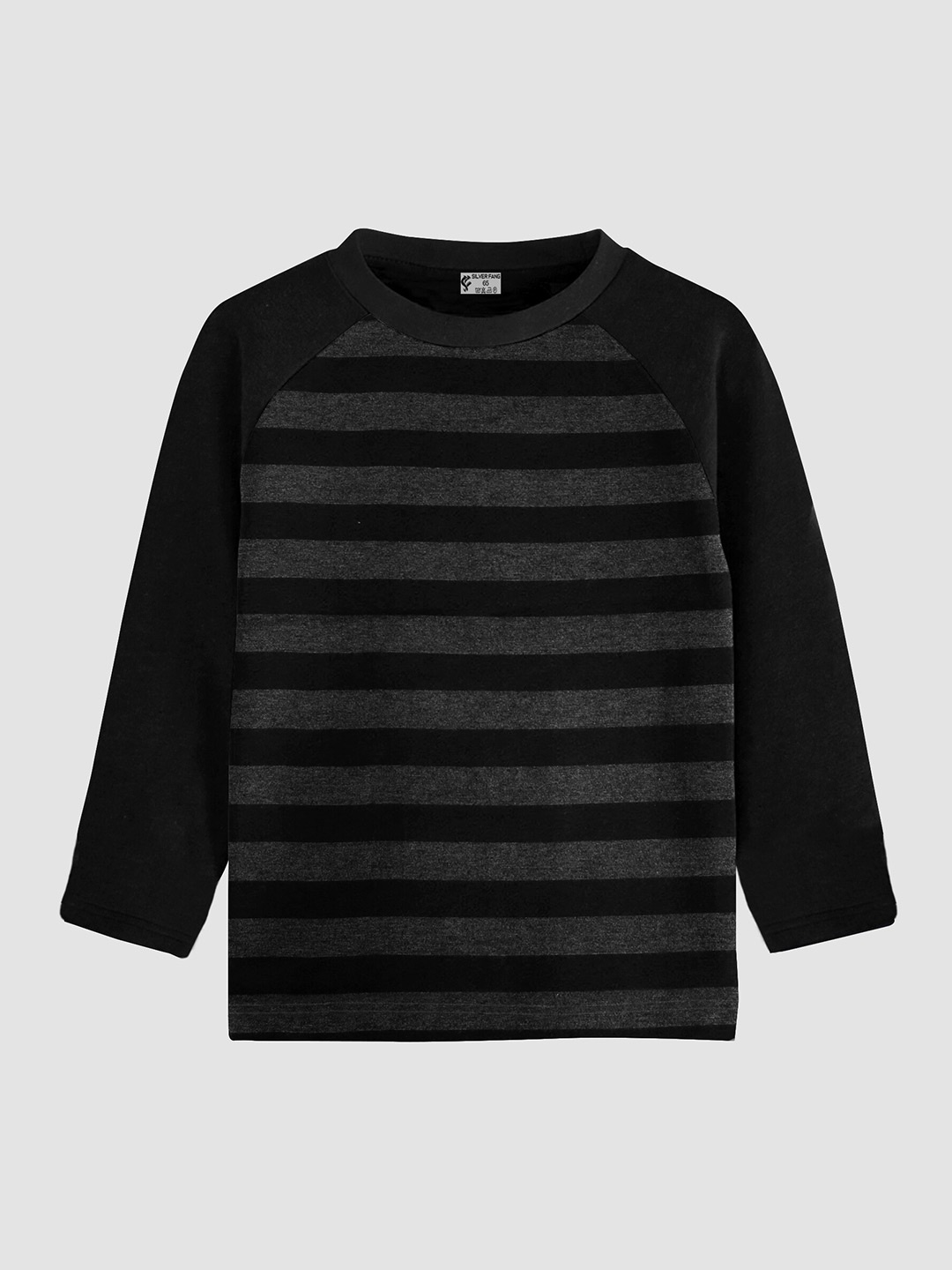 

Silver Fang Boys Striped Raglan Sleeves Cotton T-shirt, Black