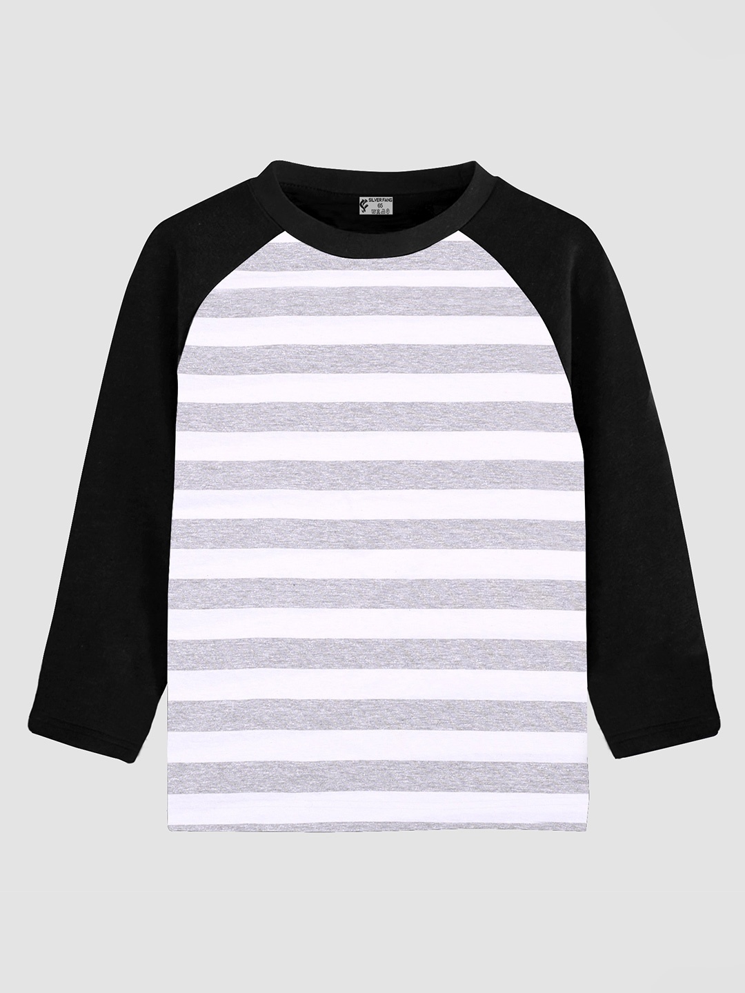 

Silver Fang Boys Striped Raglan Sleeves Cotton T-shirt, White