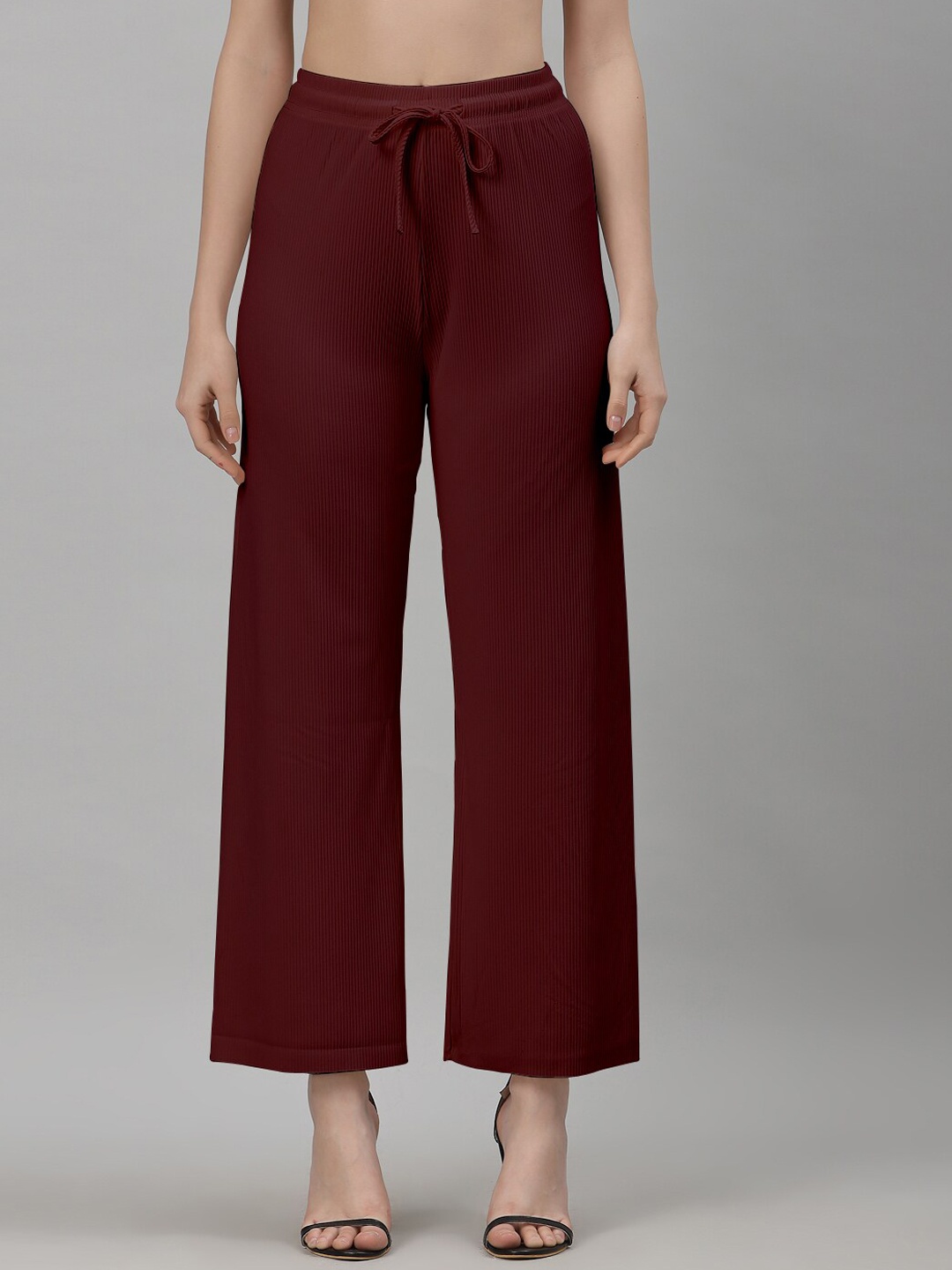 

NEUDIS Women Relaxed Straight Fit Parallel Trousers, Burgundy