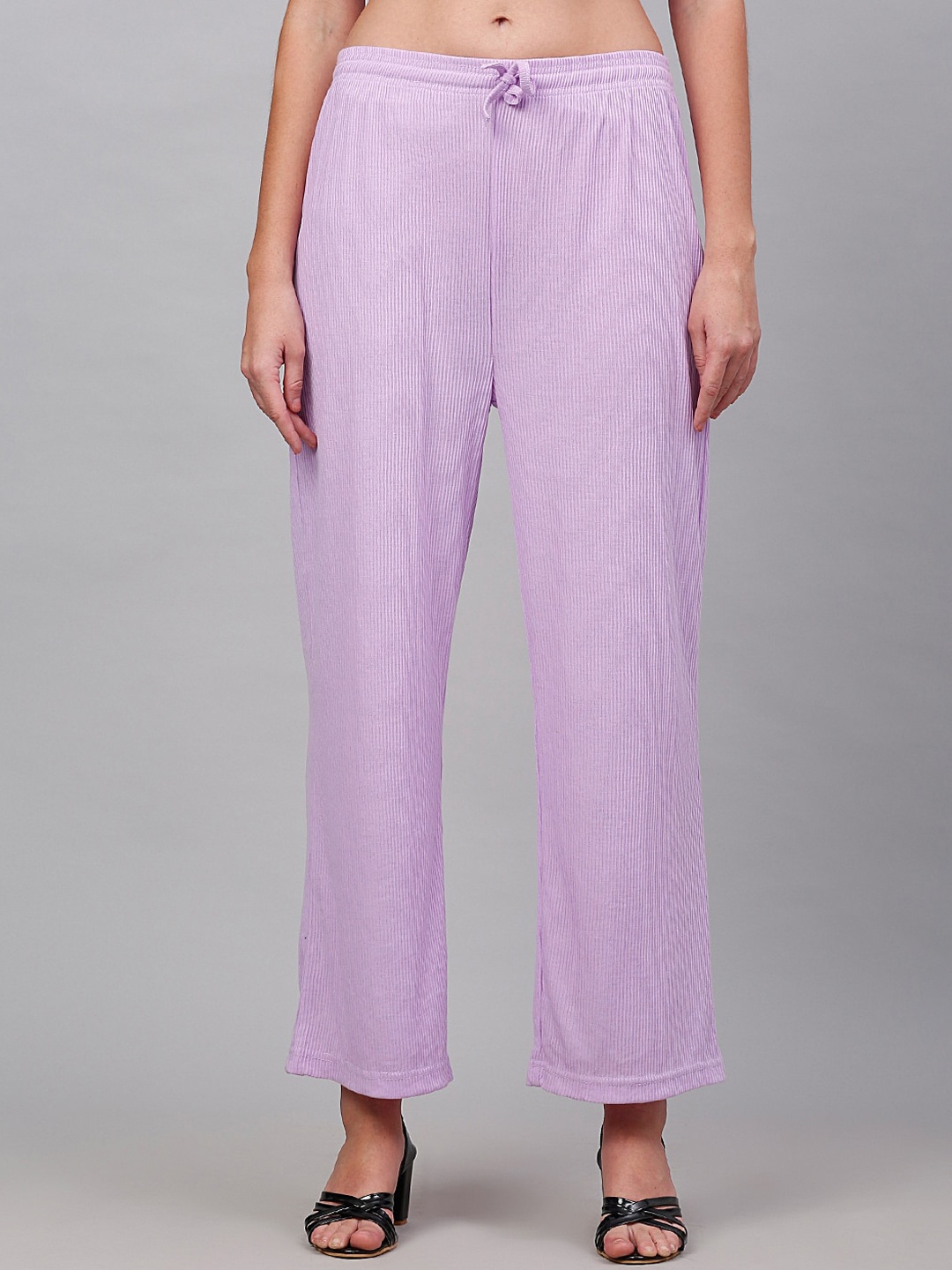 

NEUDIS Women Relaxed Straight Fit Mid-Rise Parallel Trousers, Purple