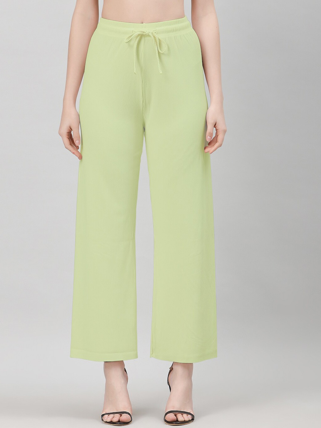 

NEUDIS Women Relaxed Straight Fit Mid-Rise Parallel Trousers, Sea green