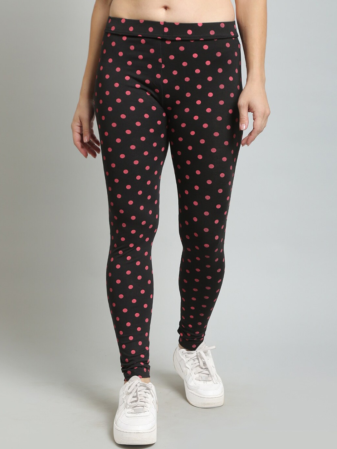 

N-Gal Polka Dots Print Leggings, Black