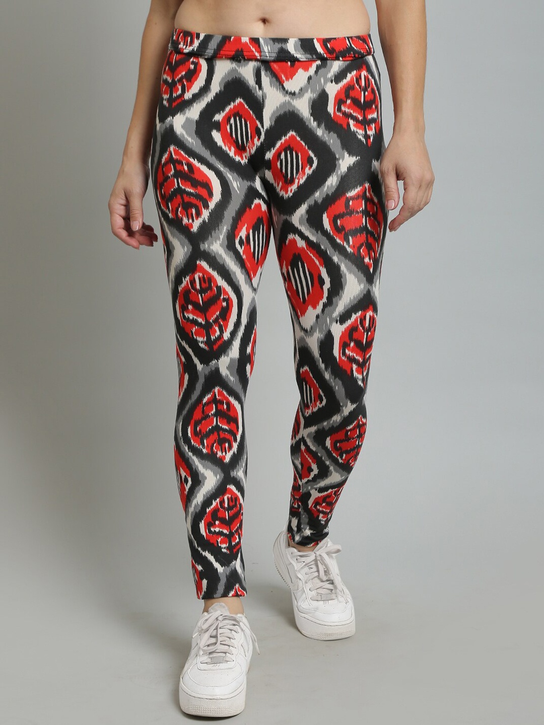 

N-Gal Abstract Printed Ankle Length Tights, Black