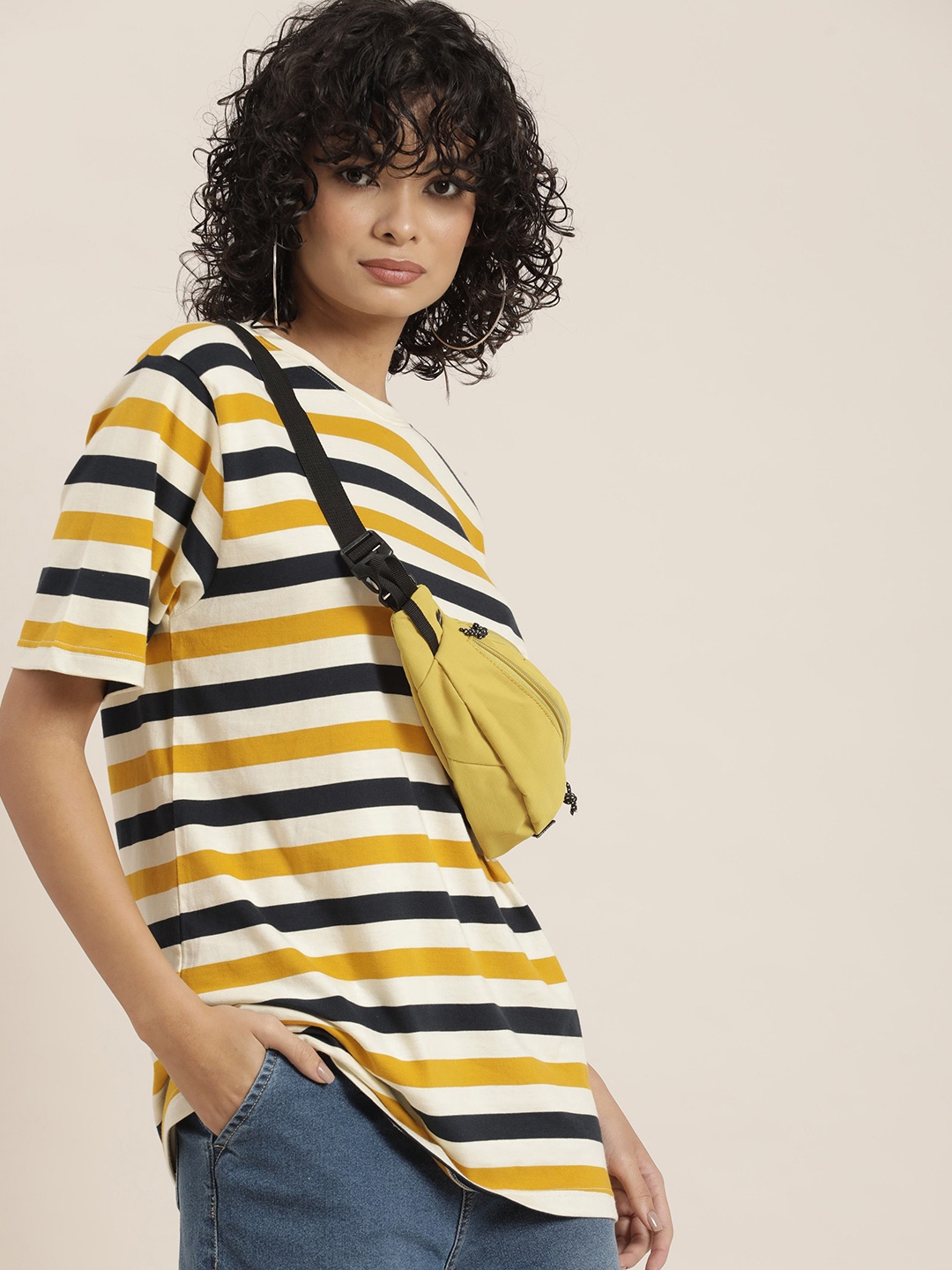 

Difference of Opinion Striped Oversized Pure Cotton T-shirt, Multi