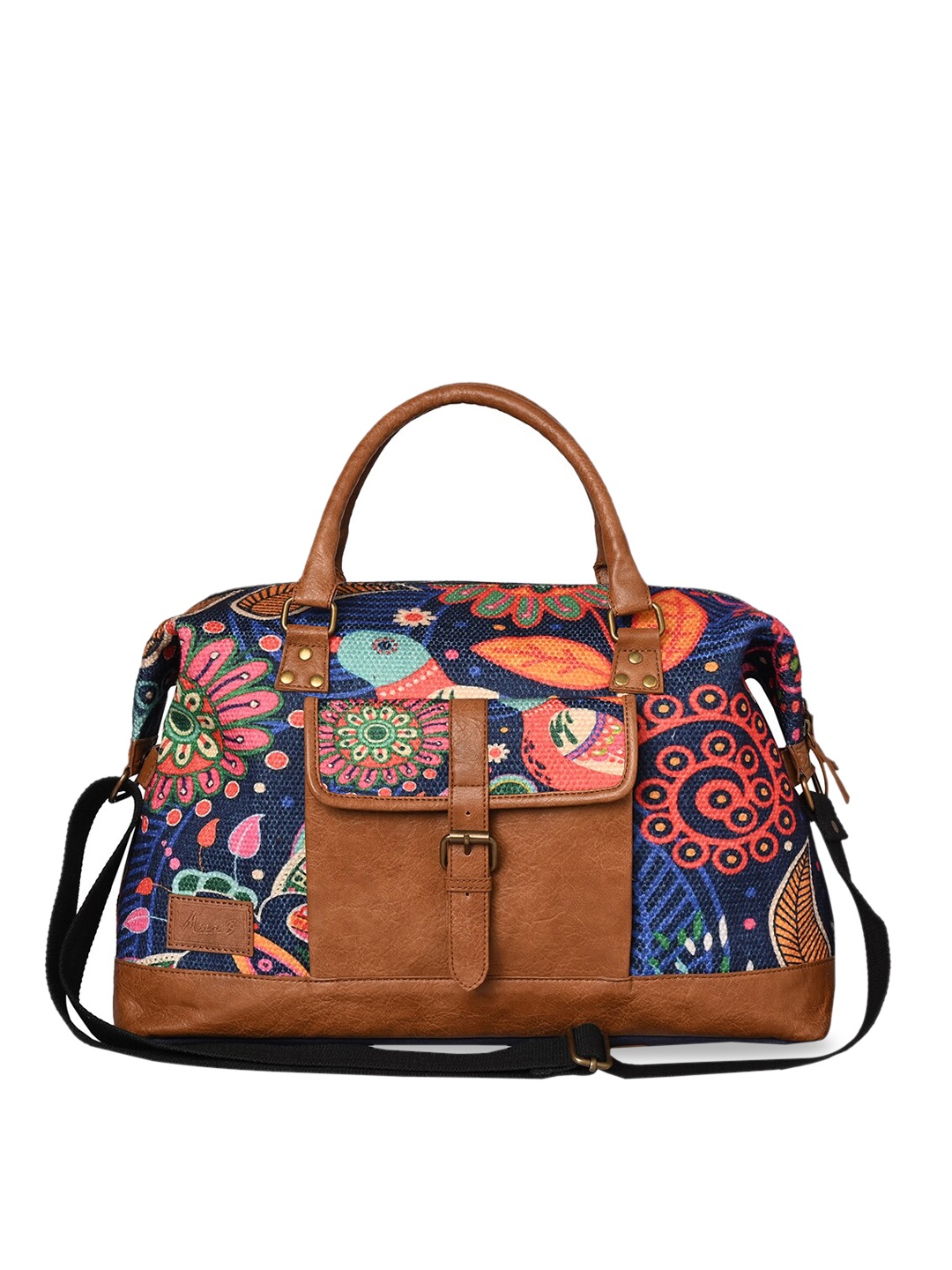 

Mona B Printed Travel Duffel Bag, Navy blue