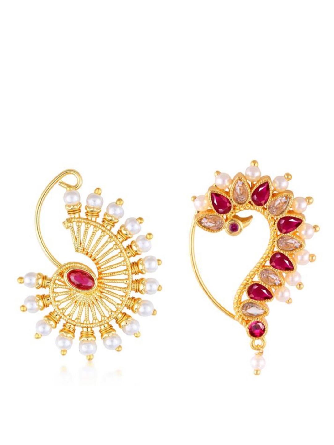 

Vighnaharta Set Of 2 Gold-Plated CZ-Studded Nose Ring
