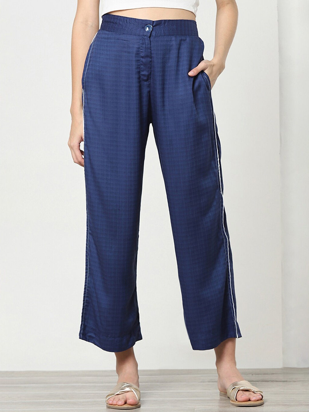 

Marigold Lane Women Straight Fit Parallel Trousers, Blue