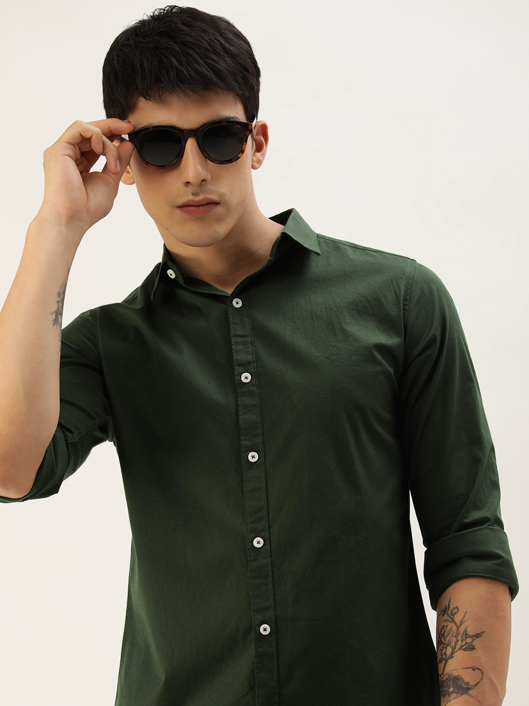 

Harvard Men Slim Fit Opaque Casual Shirt, Olive