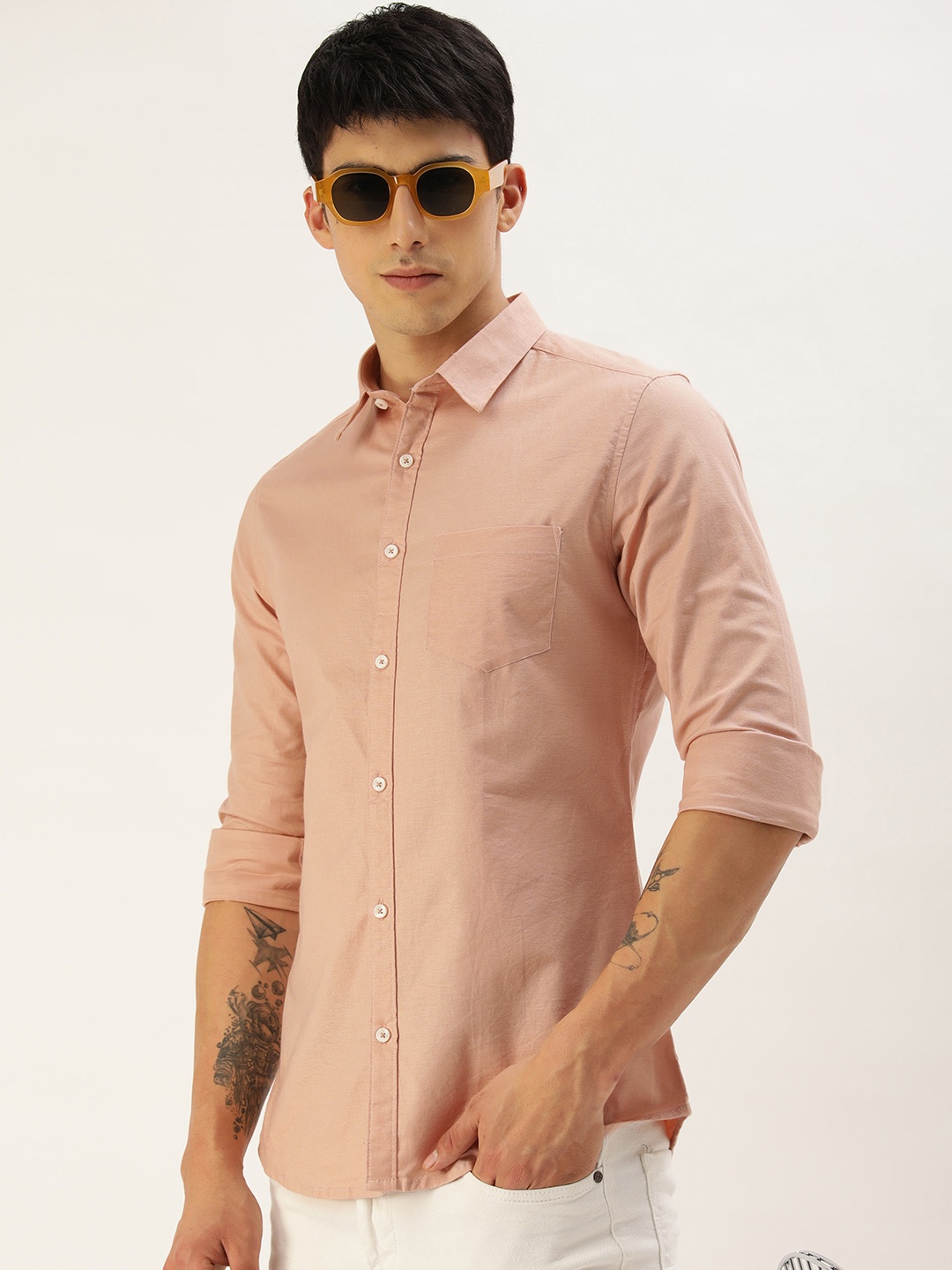 

Harvard Men Slim Fit Opaque Casual Shirt, Peach