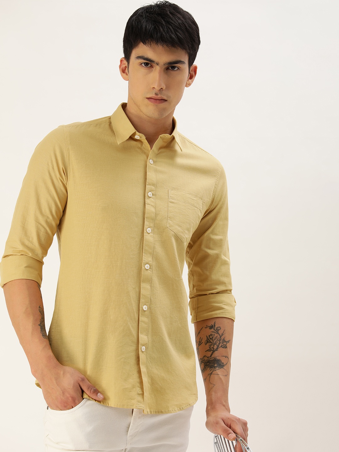 

Harvard Men Slim Fit Opaque Casual Shirt, Yellow