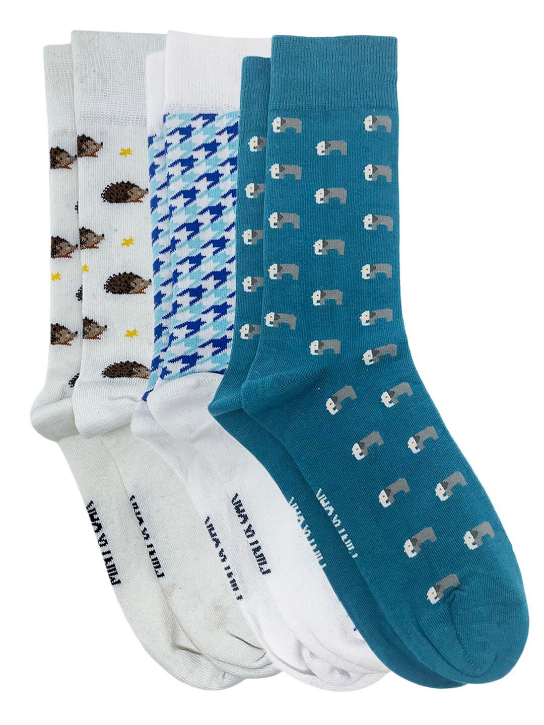

Mint & Oak Men Pack of 3 Printed Moisture Wicking Above Ankle Socks, Blue
