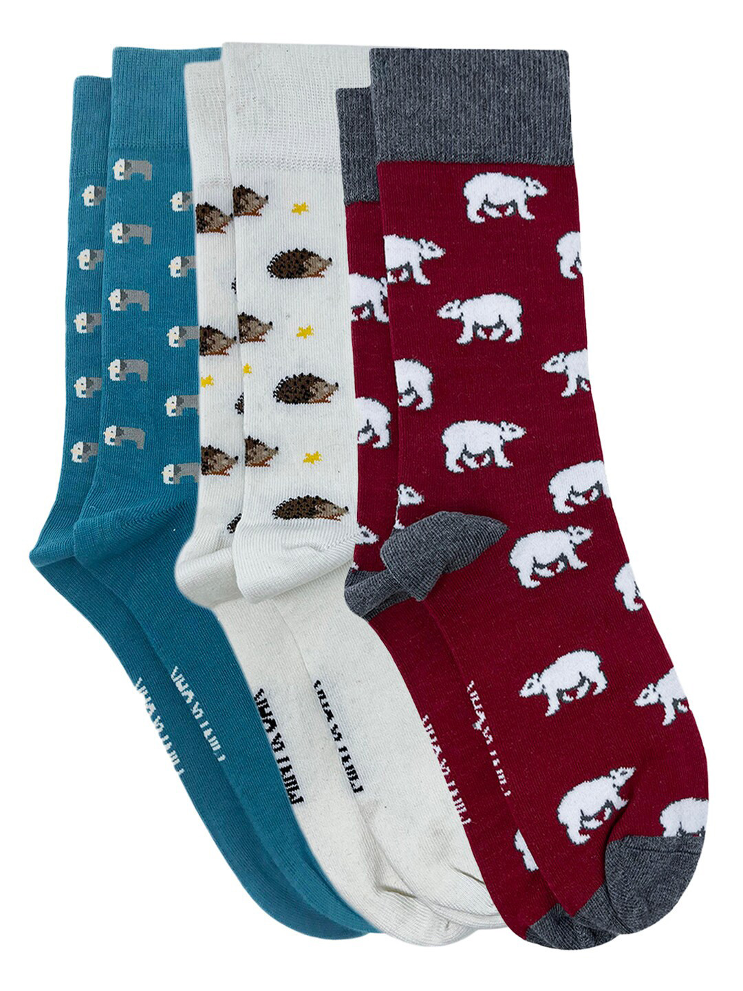 

Mint & Oak Men Pack of 3 Printed Moisture Wicking Above Ankle Length Socks, White