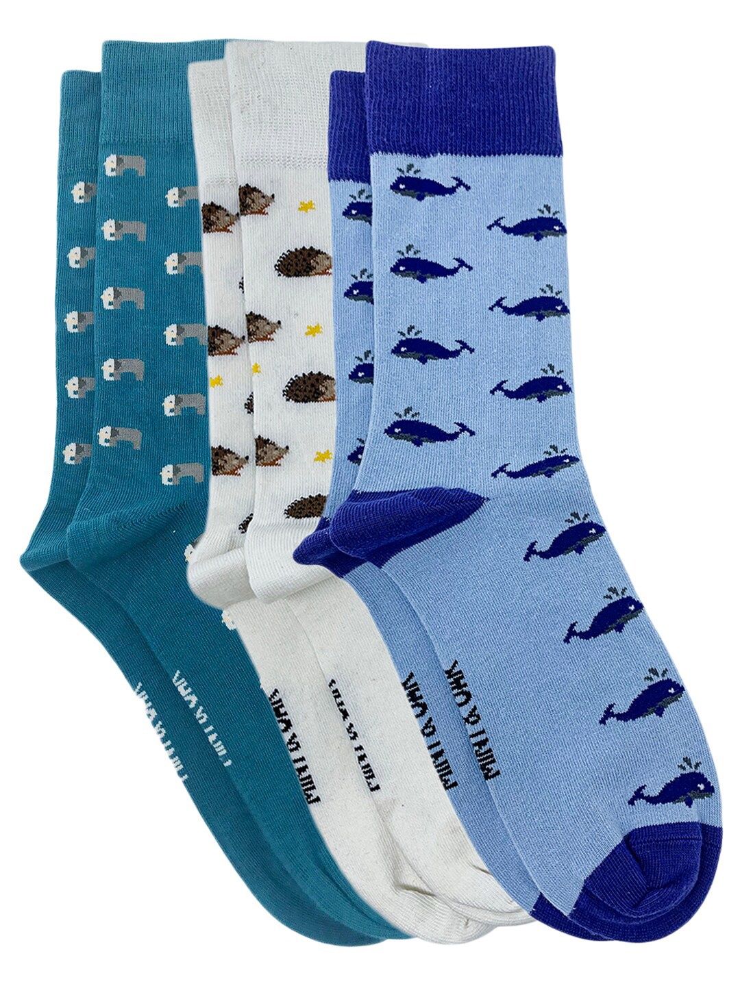 

Mint & Oak Men Pack Of 3 Printed Above Moisture Wicking Ankle Length Socks, Blue