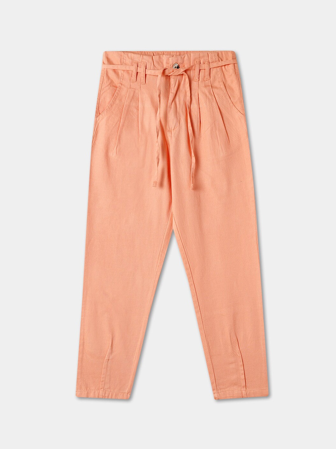 

R&B Girls Straight Fit Cotton Trousers, Peach