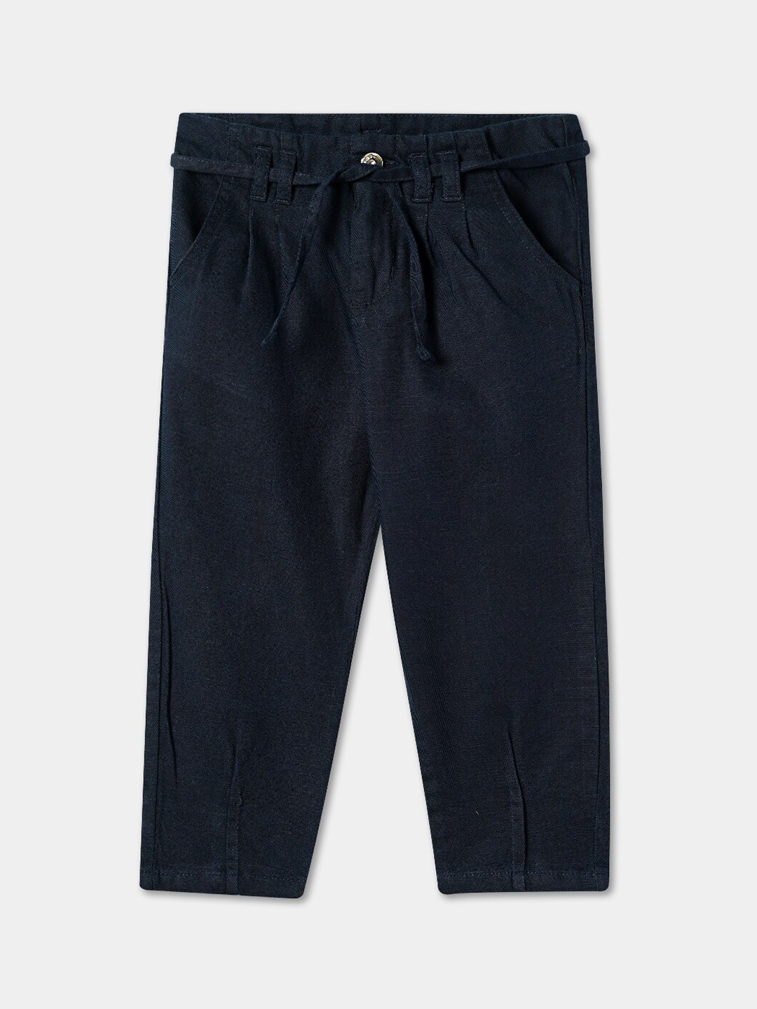 

R&B Girls Straight Fit Cotton Trousers, Navy blue