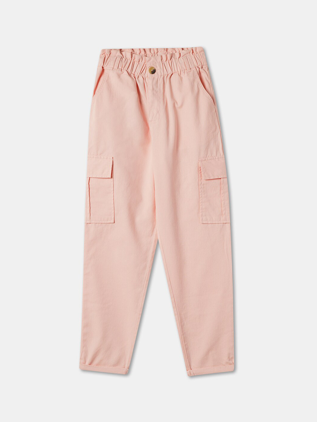 

R&B Girls Loose Fit Cotton Cargos Trousers, Pink