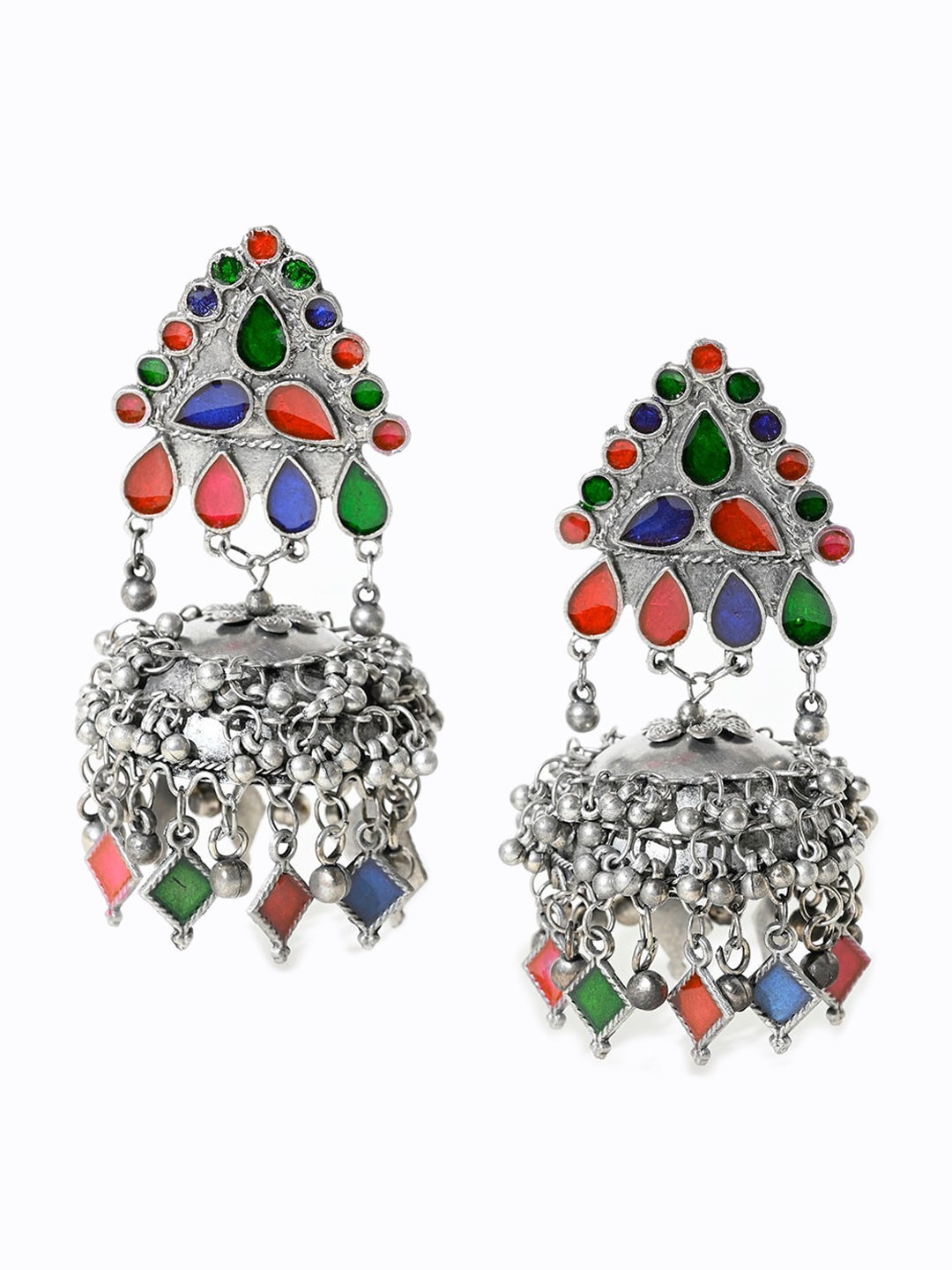 

XPNSV Oxidised Contemporary Jhumkas, Silver