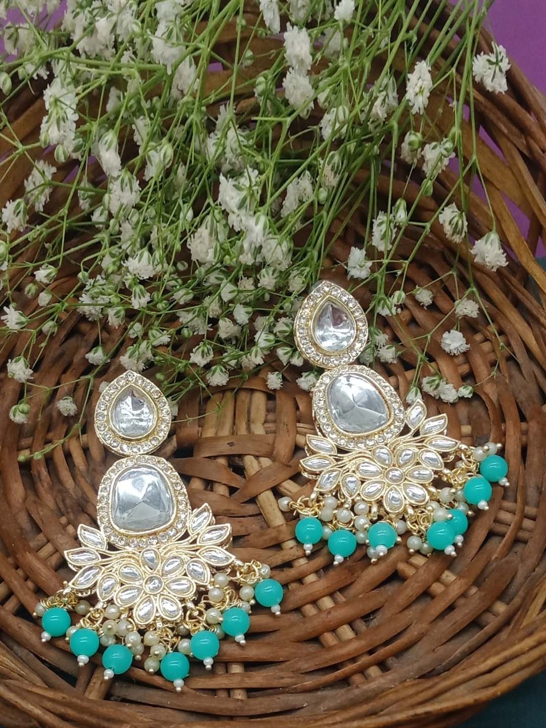 

AASHISH IMITATION Gold-Plated Contemporary Drop Earrings, Olive